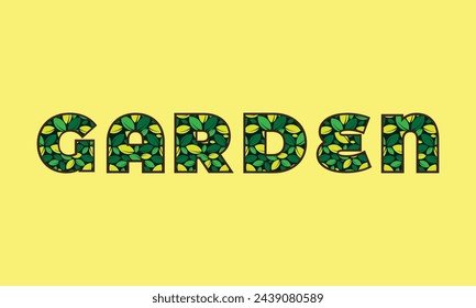 Text logo Garden. Vector Illustration, Logo Garden. Logo Green.