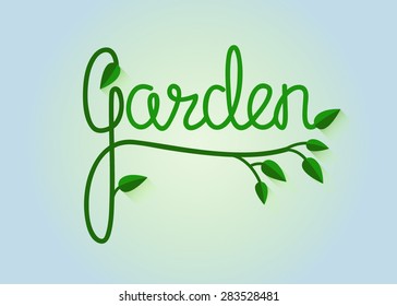 Text logo Garden. Vector Illustration
