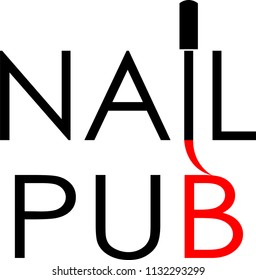 text logo for nail service with a brush pub minimalist logo