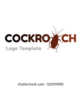 text logo template with cockroach - set of household pests in pure style