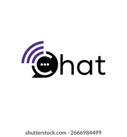 Text Logo Typography Chat, Symbol Message Talk Communication Logo Design, signal vector concept