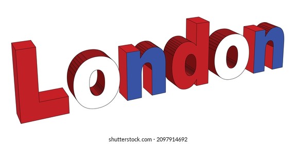 The text London all isolated on a white background