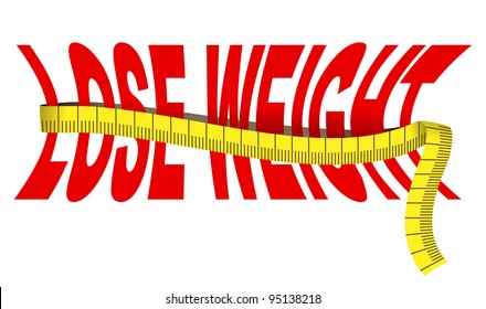 Text Lose Weight With Tape Measure, Isolated Over White