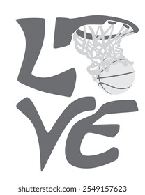 Text love with ball. vector