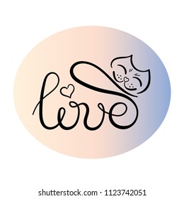  Text "Love". Cat. Vector.