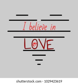 Text love with heart. Vector Love Heart. Text for t-shirt apparel, print, poster, card design etc
