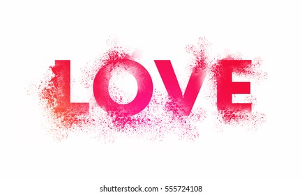 Text Love with Hearts for Happy Valentine's Day Celebration.