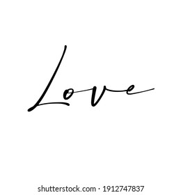 text  ''LOVE'' lettering designs vector illustration black and white for print and web projects. Banners, stickers, packaging. background. Modern calligraphy and hand lettering.