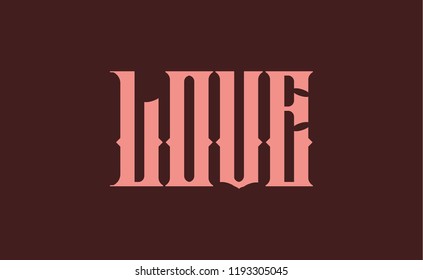 Text Love. Lettering vector