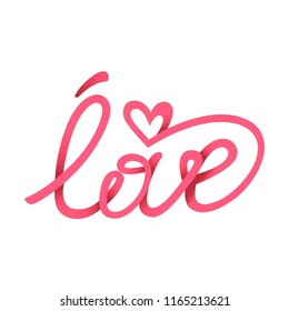 Text Love, line art vector illustration isolated on white background