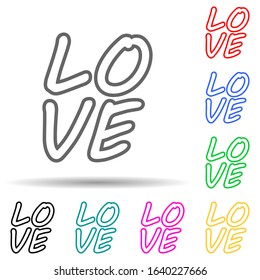 text love multi color style icon. Simple thin line, outline vector of valentine icons for ui and ux, website or mobile application