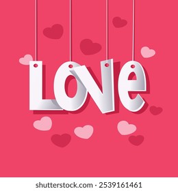 text LOVE on pink background vector image