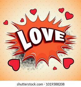 Text Love, On Popart Background.