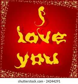 Text «I LOVE YOU» on red background. Vector illustration.