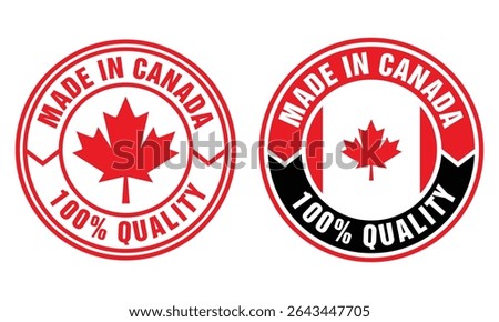 Text Made in Canada with flag. Stamp. Isolated sticker vector template