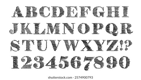 Text made in a technical pen style. Full of handmade feel, suitable for use in retro-style designs. Vector illustration isolated on a white background.