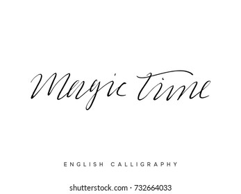 Text Magic time. Xmas hand drawn calligraphy lettering.