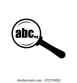 Text and magnifying glass