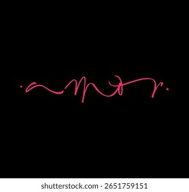 Text in manuscript AMOR. Artistic typography, poster, vector