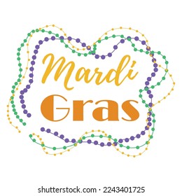 Text MARDI GRAS (Fat Tuesday) on white background