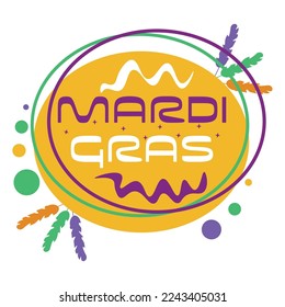 Text MARDI GRAS (Fat Tuesday) on white background