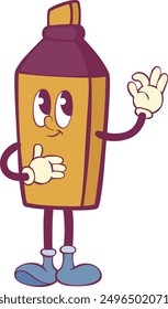 Marcador de texto retro groovy mascota