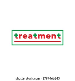 text medical treatment plus symbol decoration logo vector
