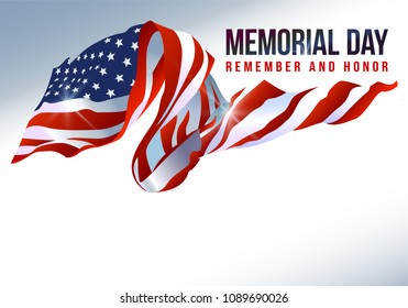 Text Memorial Day on American flag