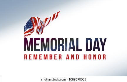 Text Memorial Day on American flag