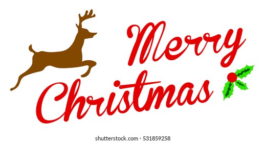 Text Merry Christmas and Deer - Art - Vector