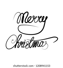 Text Merry Christmas.  Hand lettering. vector illustration