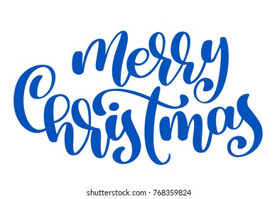 text Merry Christmas hand written calligraphy lettering. handmade vector illustration. Fun brush ink typography for photo overlays, t-shirt print, flyer, poster design