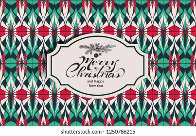 The text "Merry Christmas" is hand-written on a semless background with a Christmas ornament.