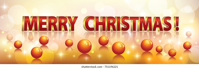 Text Merry Christmas on the background of balls. Vector illustration