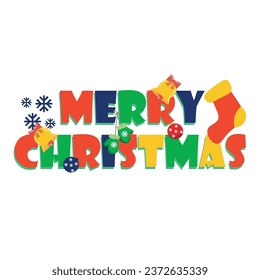 Text MERRY CHRISTMAS on white background