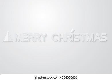 Text merry christmas on white backgrond ,Paper art design vector illustration