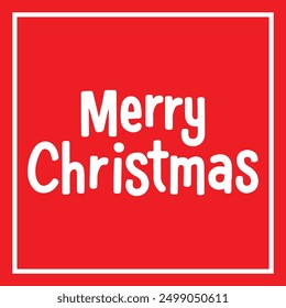 text merry christmas in white color with white border and red background