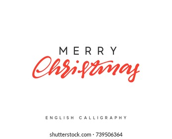 Text Merry Christmas. Xmas hand drawn calligraphy lettering.