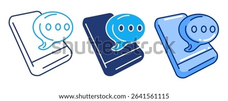 Text Message 3d icon vector style for communication user interface Blue, Dualline, Dualtone style.