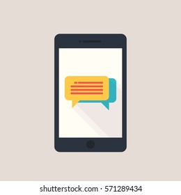 Text Message Boxes On The Smartphone Vector On Flat Style Illustration