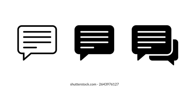 Text message and chat icon set isolated on white background. Speech bubble, comment, SMS symbol