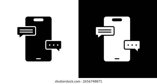 Text message icon black silhouette for web, and mobile app