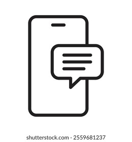 Text message icon Flat art in black and white isolated