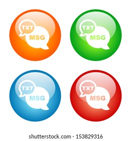Text Message Icon Glass Button Icon Set