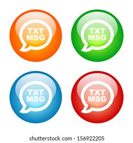 Text Message Icon Glass Button Icon Set