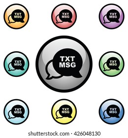 Text Message Icon Glass Button Icon Set