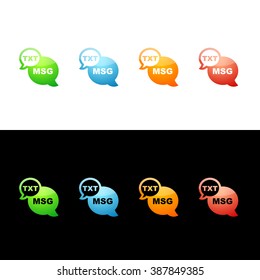 Text Message Icon Glass Icon Four Colors