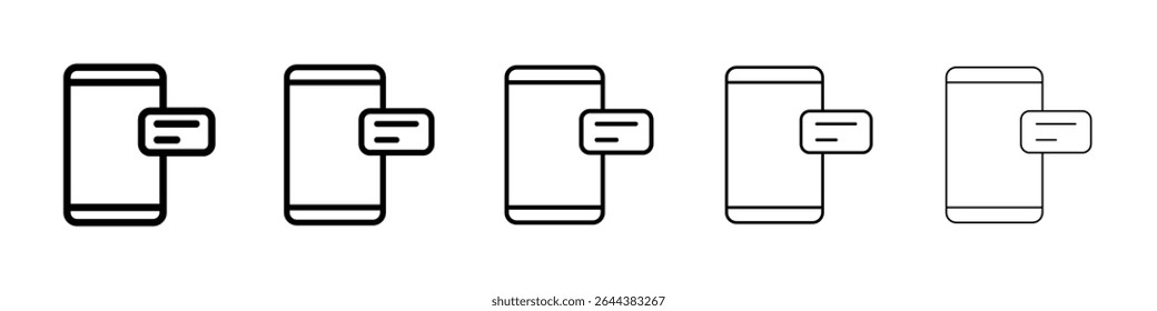 ícone da mensagem de texto conjunto de gráficos. estilo de linha de traçado moderno