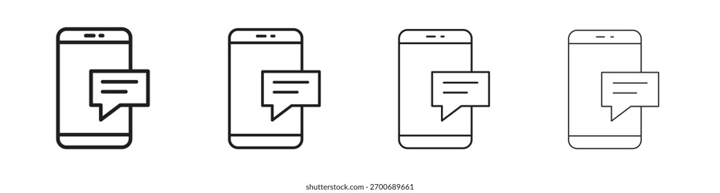 Text message icon line design. thin line vector icon set.