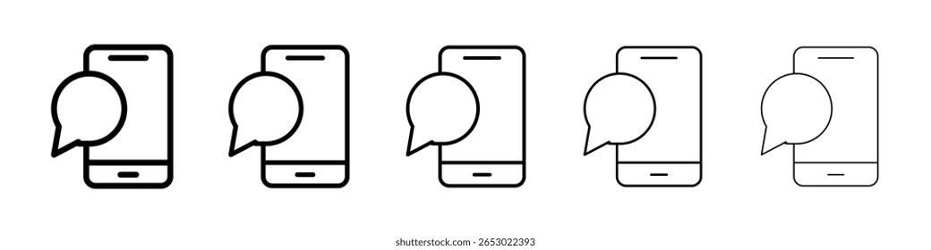 Icono de mensaje de texto o estilo negro del contorno de la ilustración del logotipo